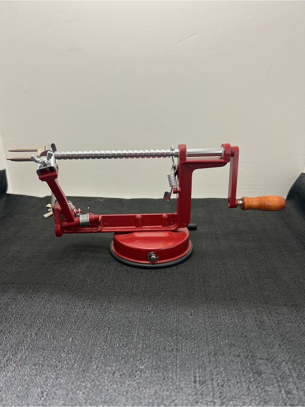 Red Peel Away Apple Peeler with Suction Base